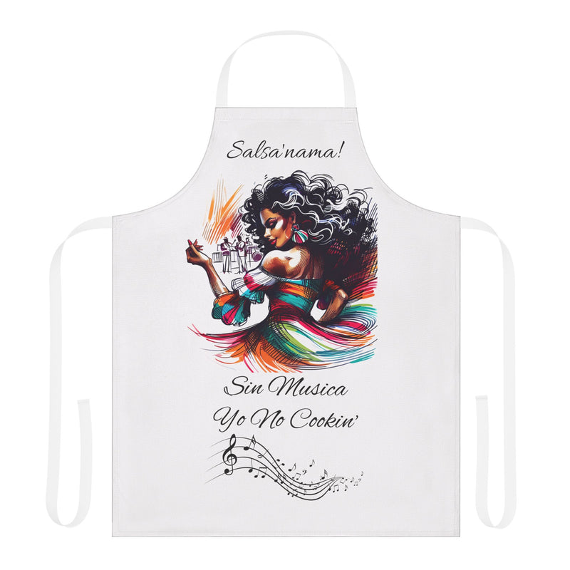 SIN MUSICA YO NO COOKIN' -🇵🇷🥁 Chef's Apron-Color Straps, Latina, Borinquen, Soy Puertorriqueña, Orgullosa Boricua