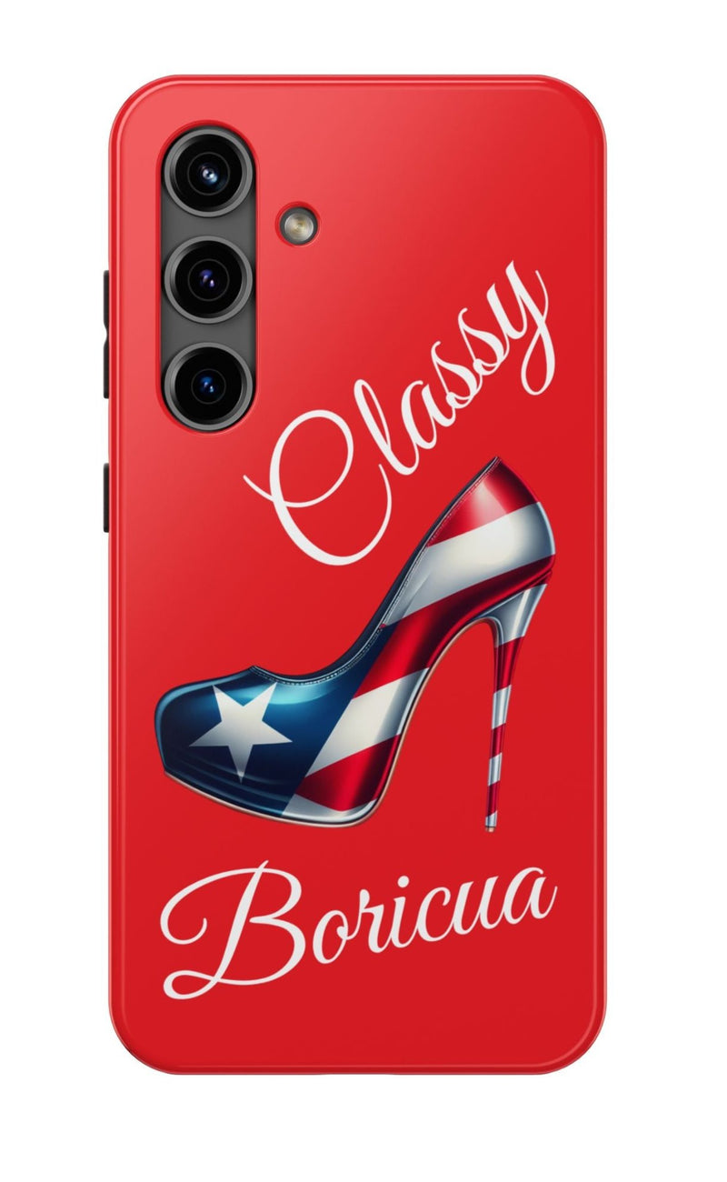 Galaxy Tough Red Phone Case Classy Boricua Stiletto - Puerto Rico Flag 🇵🇷🥁 -Weeeepa!