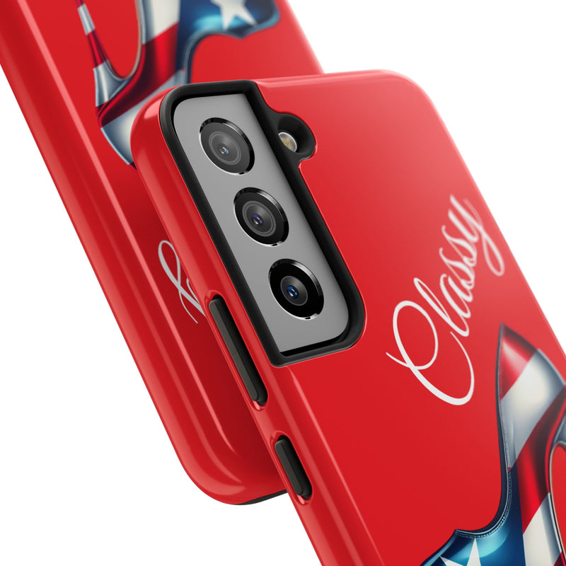 Galaxy Tough Red Phone Case Classy Boricua Stiletto - Puerto Rico Flag 🇵🇷🥁 -Weeeepa!