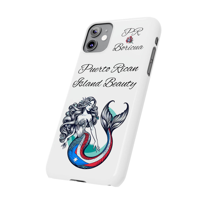 Puerto Rican Island Beauty Mermaid White Slim designer Phone Case - Puerto Rico Flag π΅π·π₯ -Weeeepa!