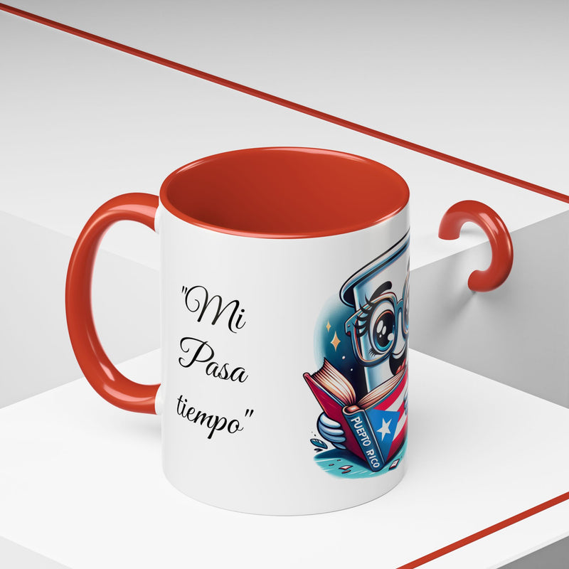Coffee Mug - Reading Cup Mug - Puerto Rican Flag Design - Personalized Name - Book Lovers Gift
