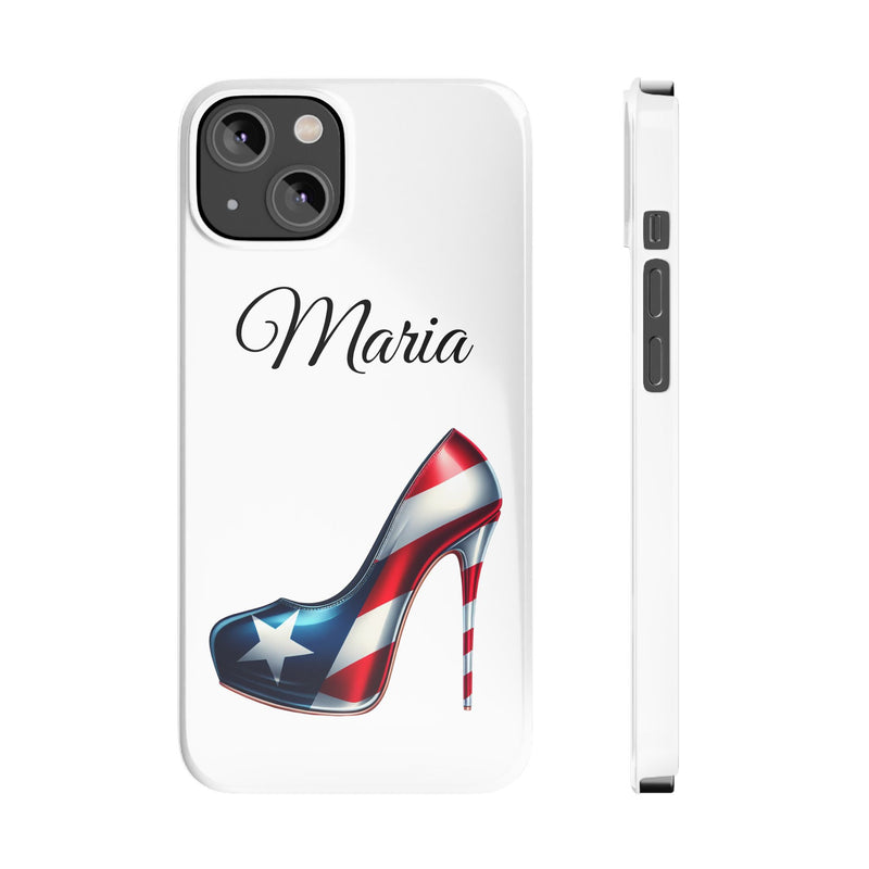 Personalized Stiletto iPhone Cell Phone Cases - White Slim Rico Flag π΅π·π₯ - Latina