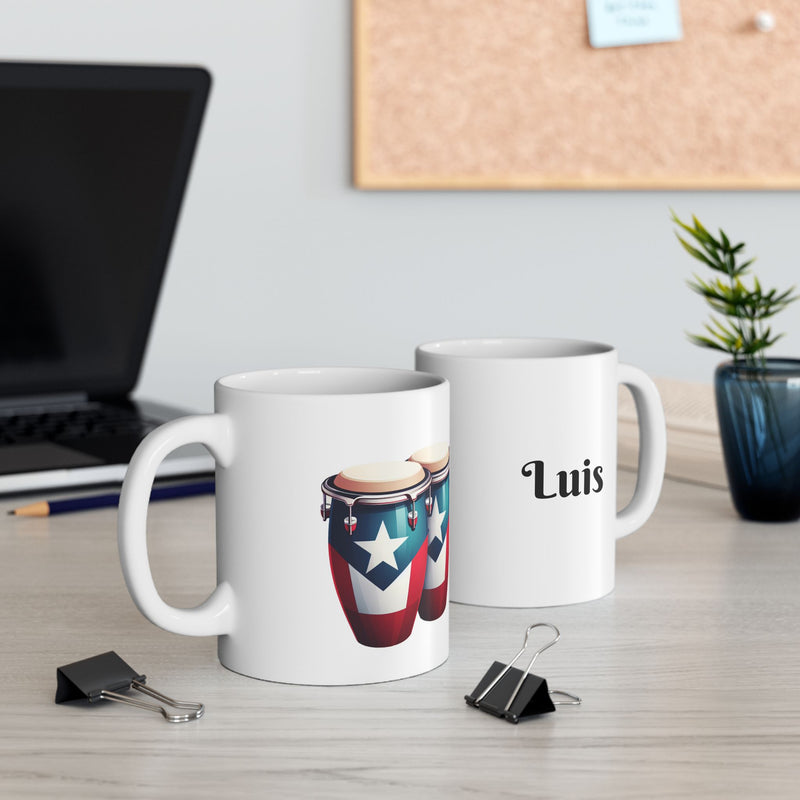 Puerto Rico Congas Ceramic Mug, Personalized 11oz