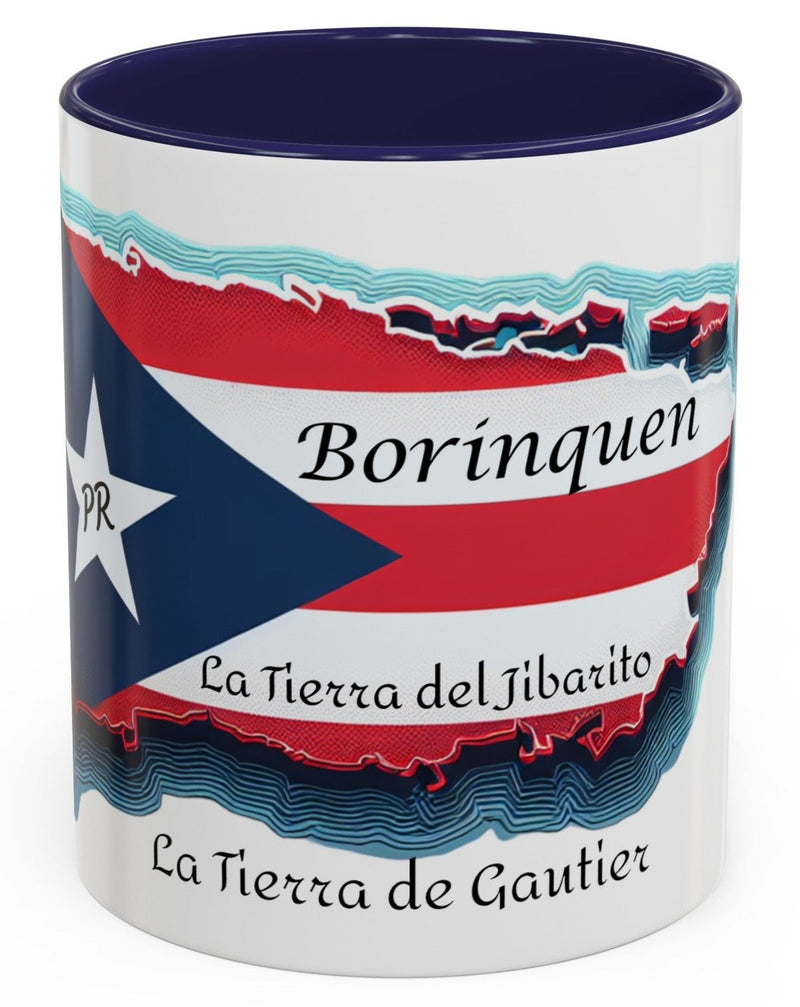Puerto Rico Flag🇵🇷Map Accent Coffee Mug (11oz)