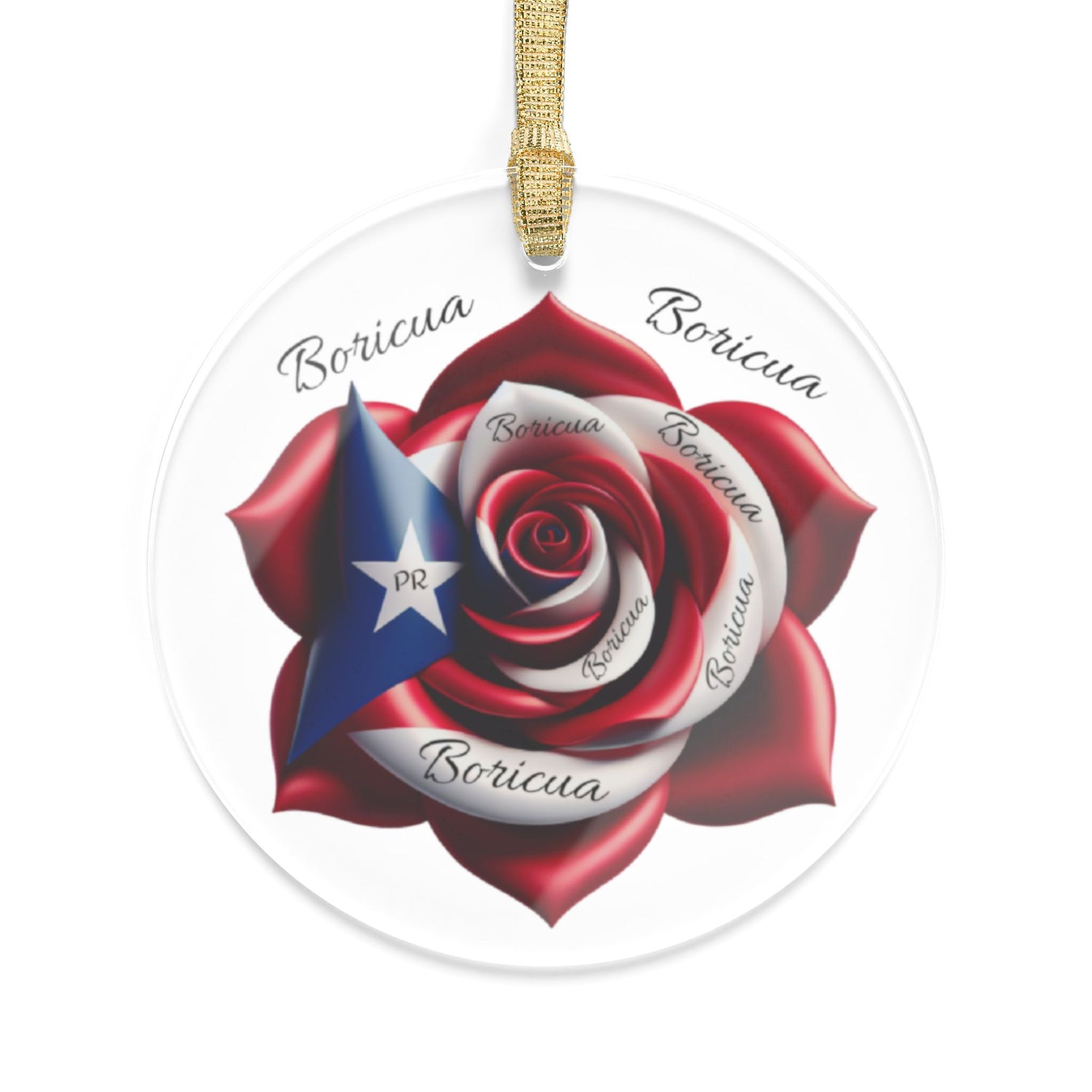 Boricua Puerto Rican Flag Rose Ornament - Bandera Puertorriqueña, Boricua, Latino. Weeeepa!