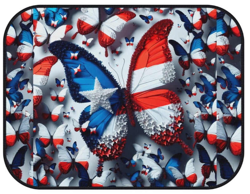 Puerto Rico Flag🇵🇷 Butterfly Flag Car Floor Mats, (Set of 4)