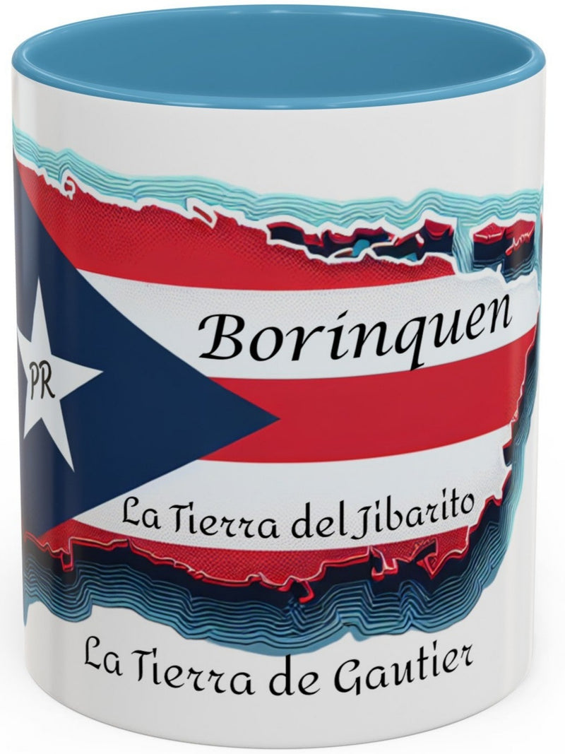 Puerto Rico Flag🇵🇷Map Accent Coffee Mug (11oz)