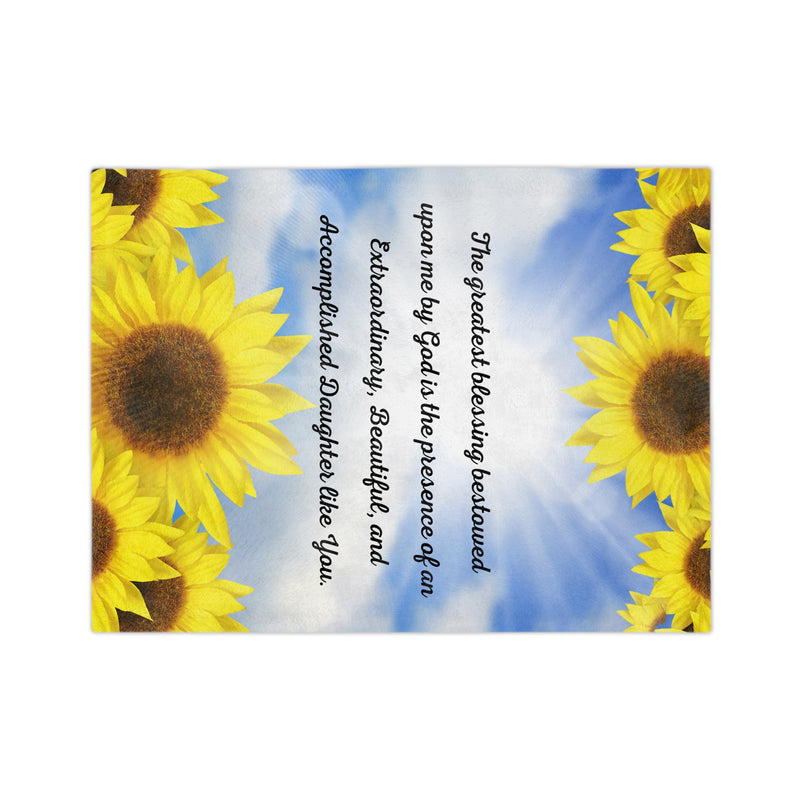 Sunflower Velveteen Minky Blanket - Daughter Gift from Mom