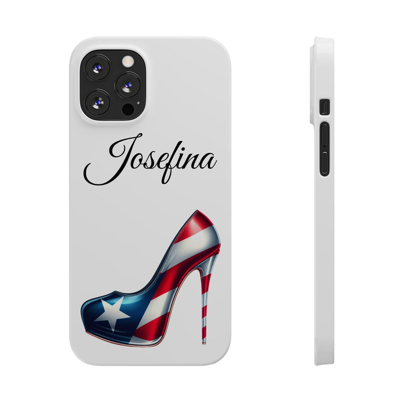 Personalized Stiletto iPhone Cell Phone Cases - White Slim Rico Flag π΅π·π₯ - Latina