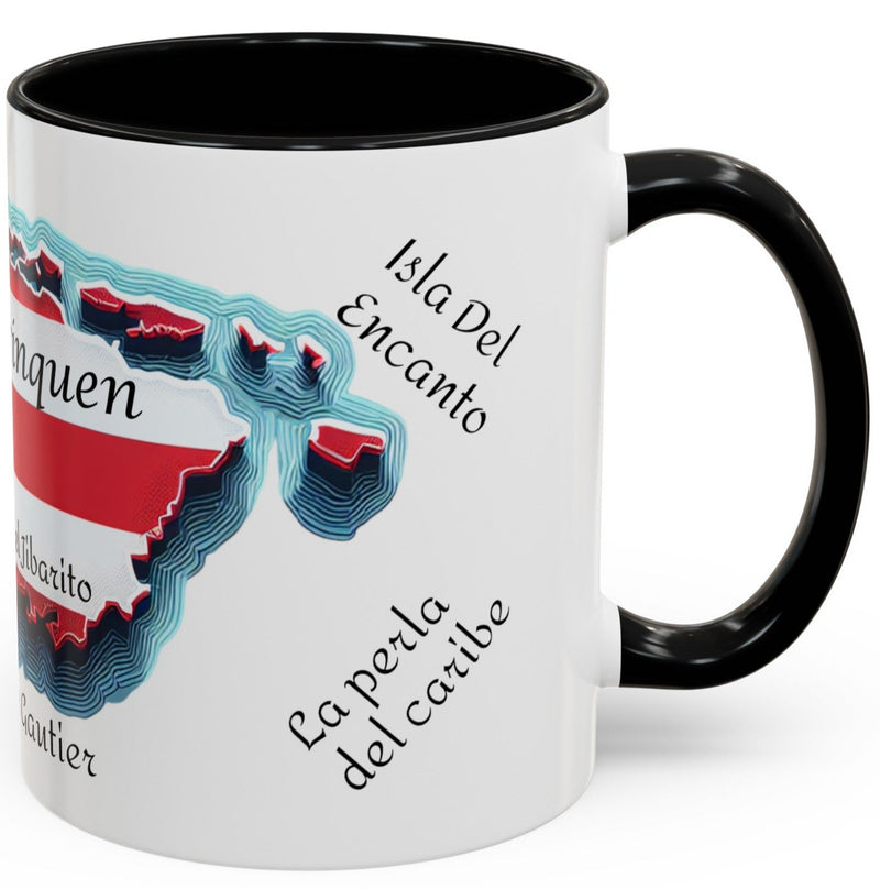 Puerto Rico Flag🇵🇷Map Accent Coffee Mug (11oz)