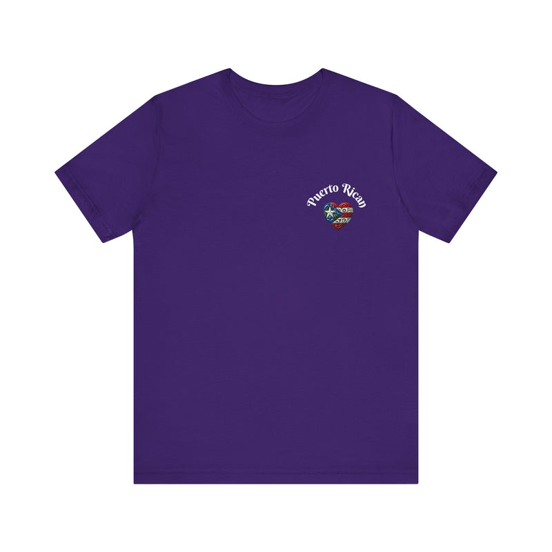 Puerto Rico Flag Heart Short Sleeve Tee Left side design