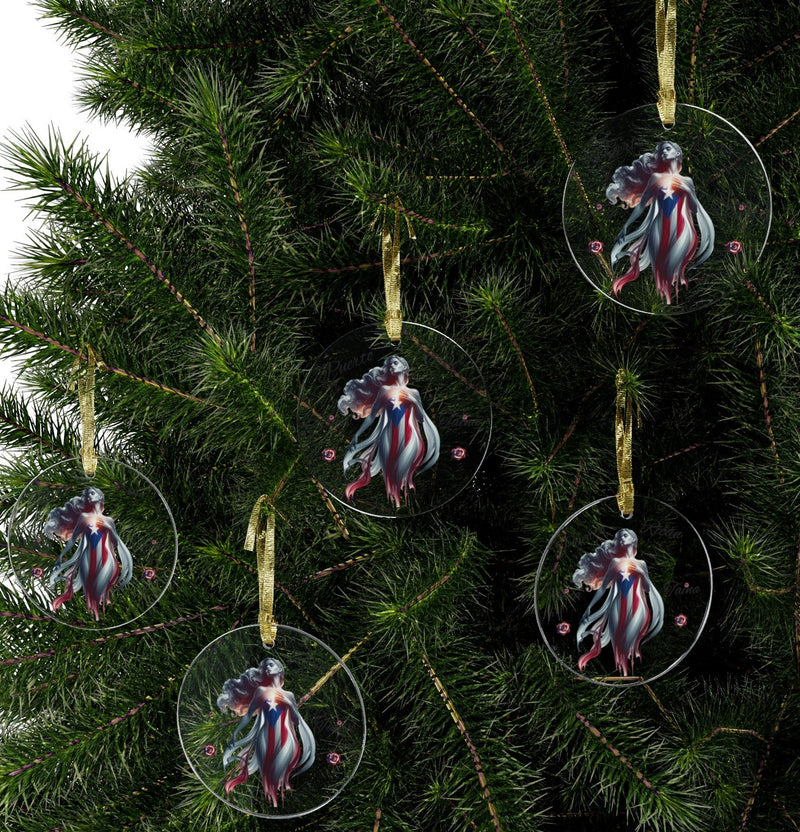 Puerto Rican 🇵🇷 Taína Acrylic Ornament -Puerto Rico flag - Latina, Latino,Reina Taína"