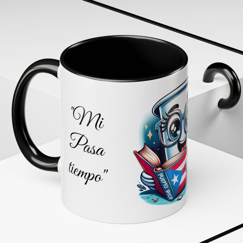 Coffee Mug - Reading Cup Mug - Puerto Rican Flag Design - Personalized Name - Book Lovers Gift