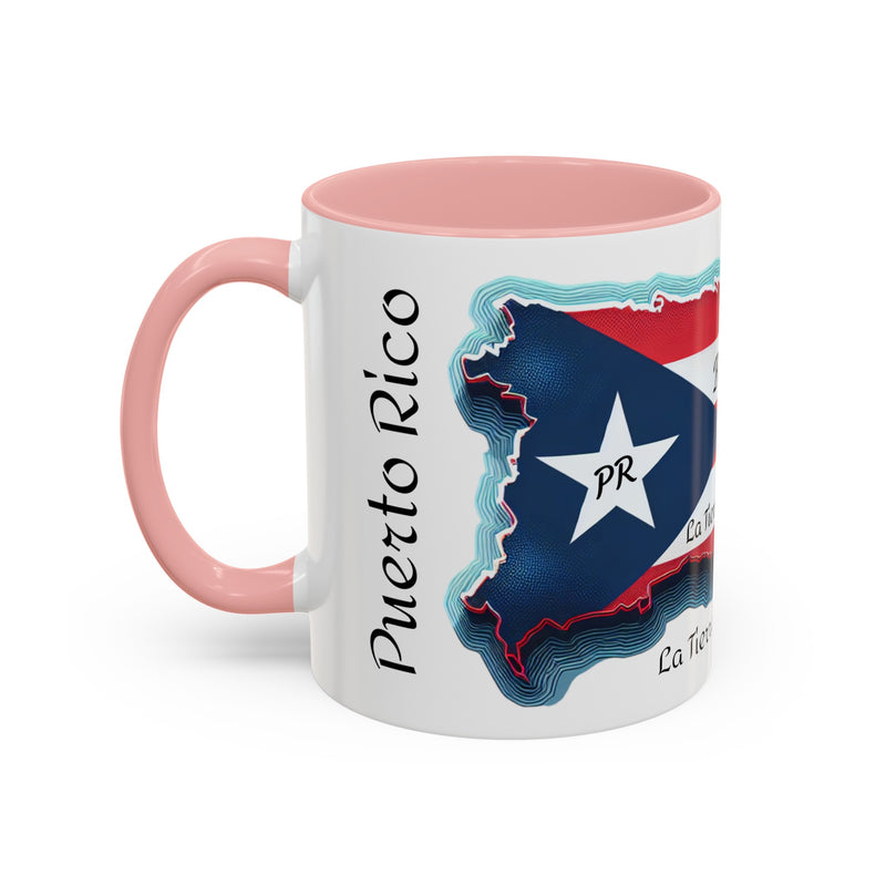 Puerto Rico Flag🇵🇷Map Accent Coffee Mug (11oz)