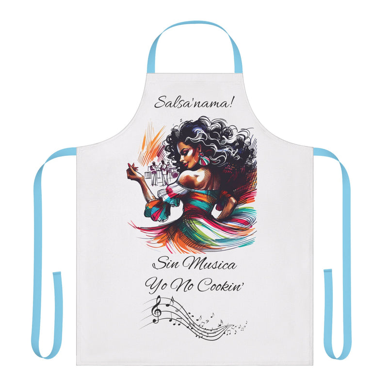 SIN MUSICA YO NO COOKIN' -🇵🇷🥁 Chef's Apron-Color Straps, Latina, Borinquen, Soy Puertorriqueña, Orgullosa Boricua