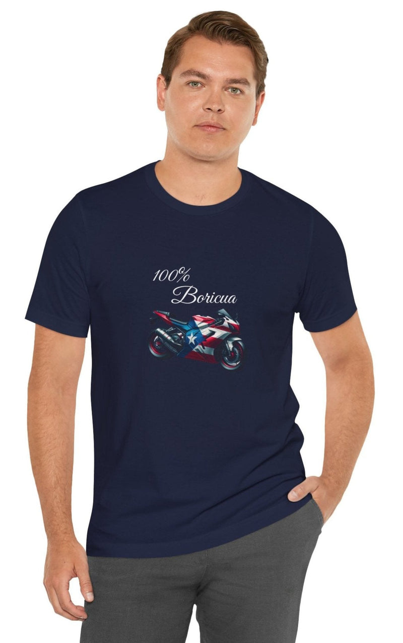 100% Boricua Motorcycle Jersey Short Sleeve Tee - Puerto Rico - Puertorriqueño