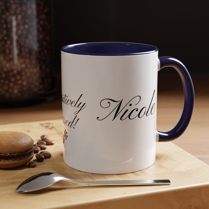 Personalized "Pawsitively Blessed!" Puppy Accent Coffee Mug (11, 15oz)