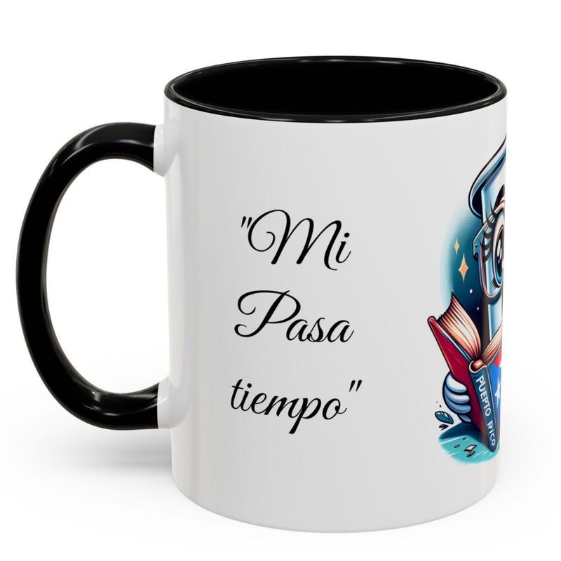 Coffee Mug - Reading Cup Mug - Puerto Rican Flag Design - Personalized Name - Book Lovers Gift