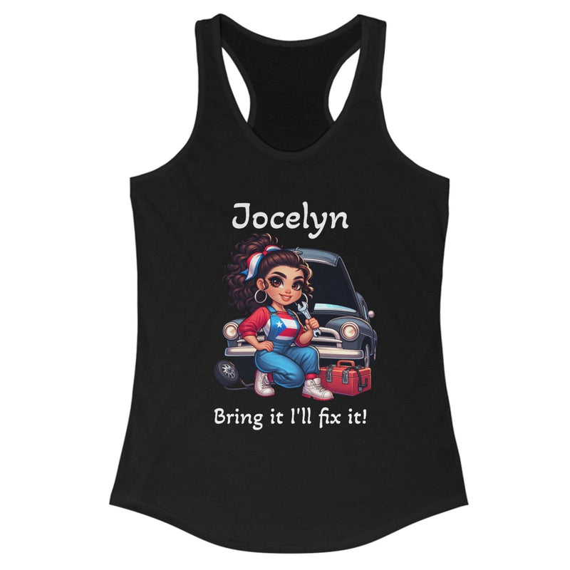 Puerto Rican Woman Mechanic Personalized Racerback Tank Top