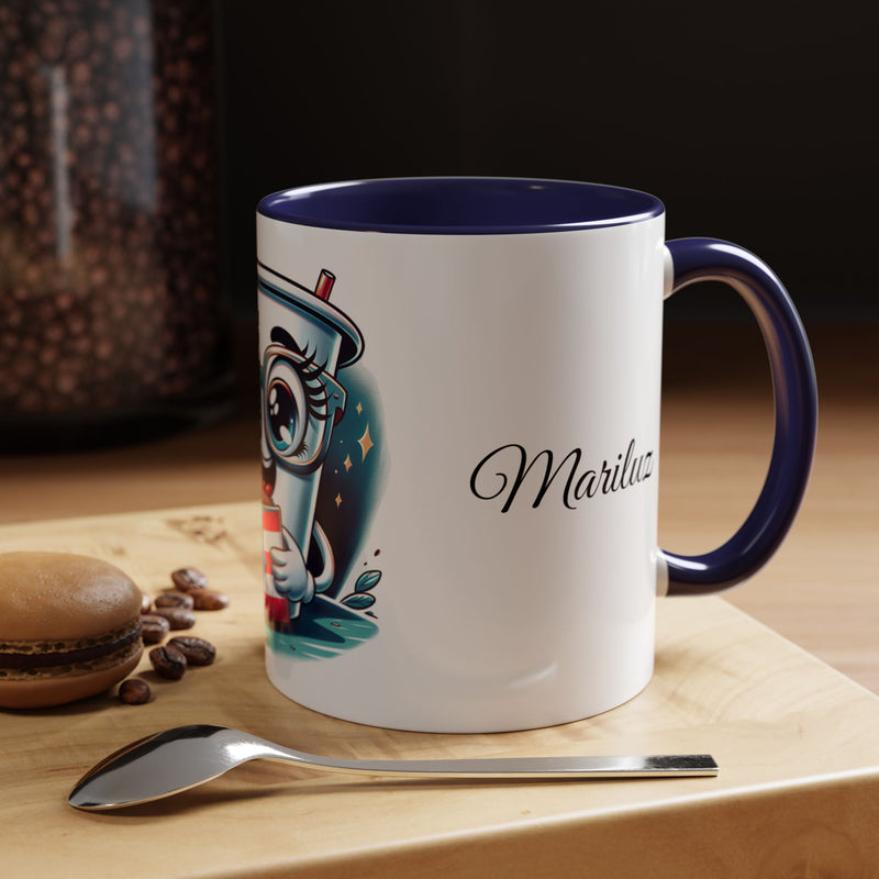 Coffee Mug - Reading Cup Mug - Puerto Rican Flag Design - Personalized Name - Book Lovers Gift