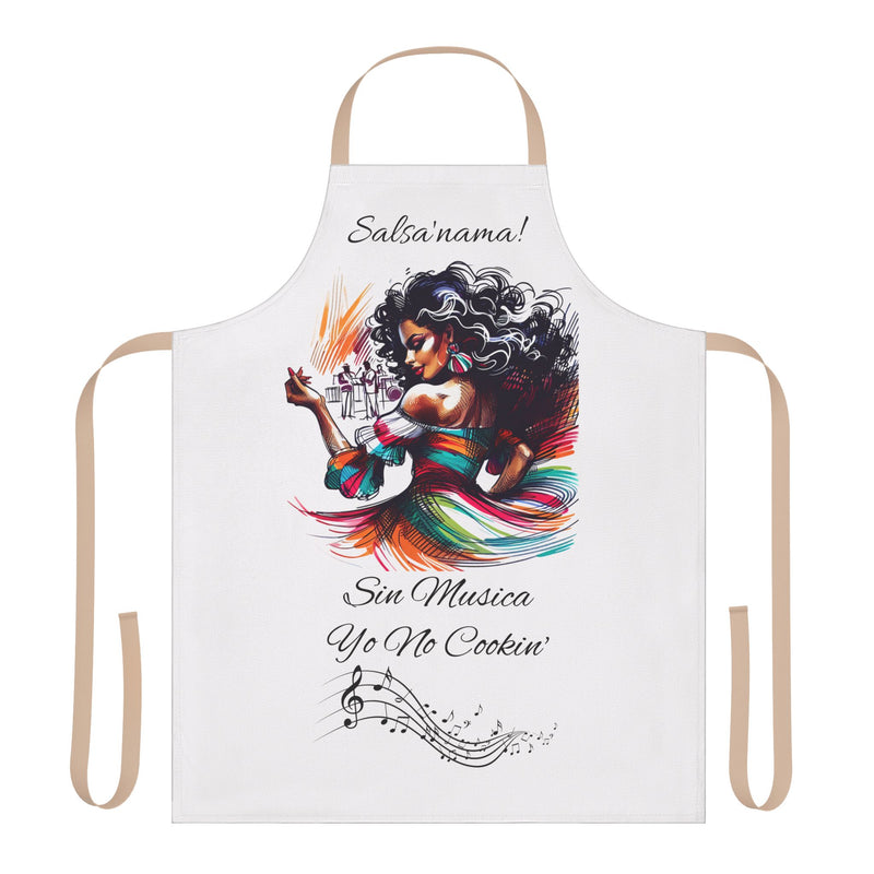 SIN MUSICA YO NO COOKIN' -🇵🇷🥁 Chef's Apron-Color Straps, Latina, Borinquen, Soy Puertorriqueña, Orgullosa Boricua
