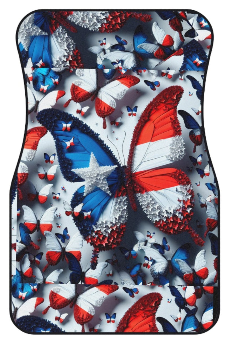 Puerto Rico Flag🇵🇷 Butterfly Flag Car Floor Mats, (Set of 4)