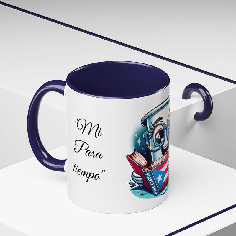 Coffee Mug - Reading Cup Mug - Puerto Rican Flag Design - Personalized Name - Book Lovers Gift