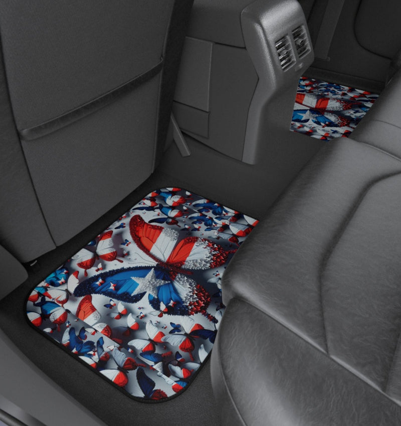 Puerto Rico Flag🇵🇷 Butterfly Flag Car Floor Mats, (Set of 4)