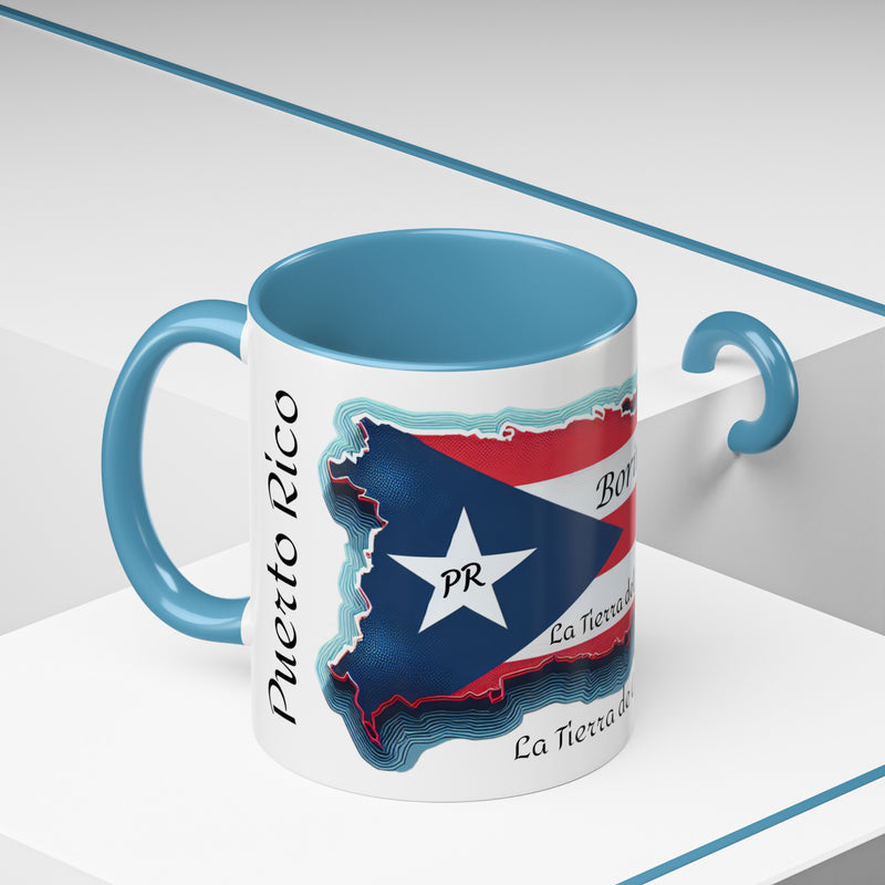 Puerto Rico Flag🇵🇷Map Accent Coffee Mug (11oz)