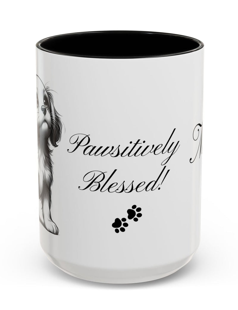 Personalized "Pawsitively Blessed!" Puppy Accent Coffee Mug (11, 15oz)