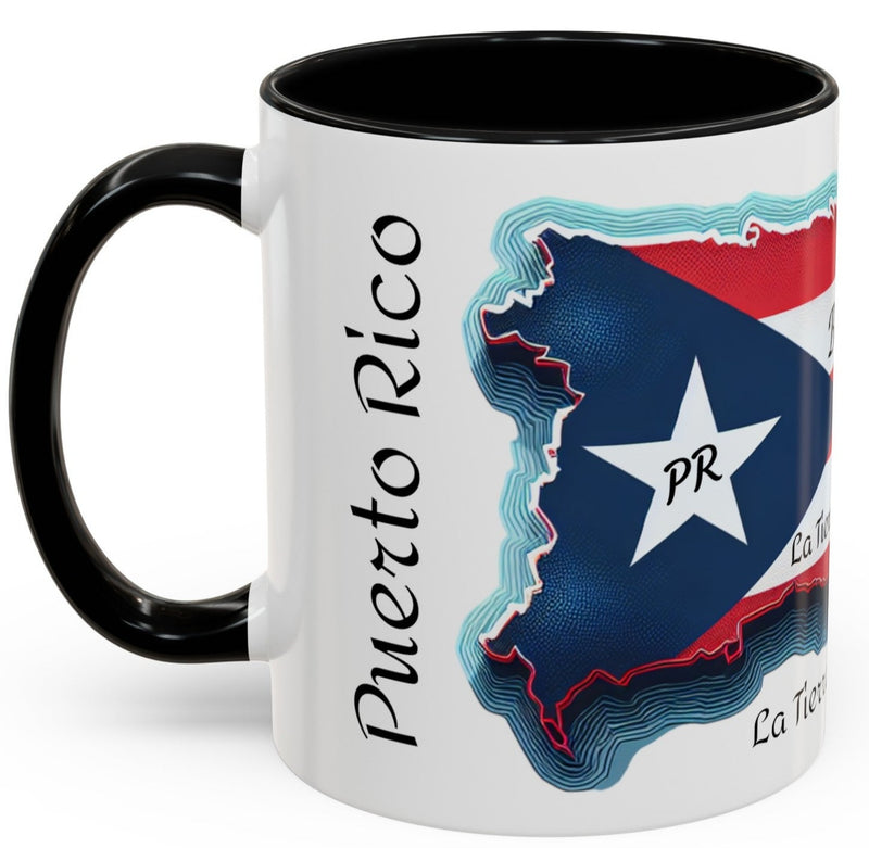 Puerto Rico Flag🇵🇷Map Accent Coffee Mug (11oz)
