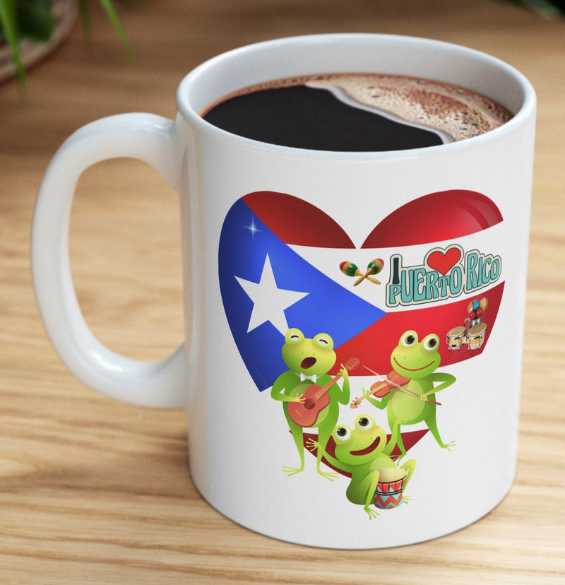 “I ❤️ Puerto Rico - Coquí Serenade" - "Café y un Le Lo Lai," - Mug 11oz