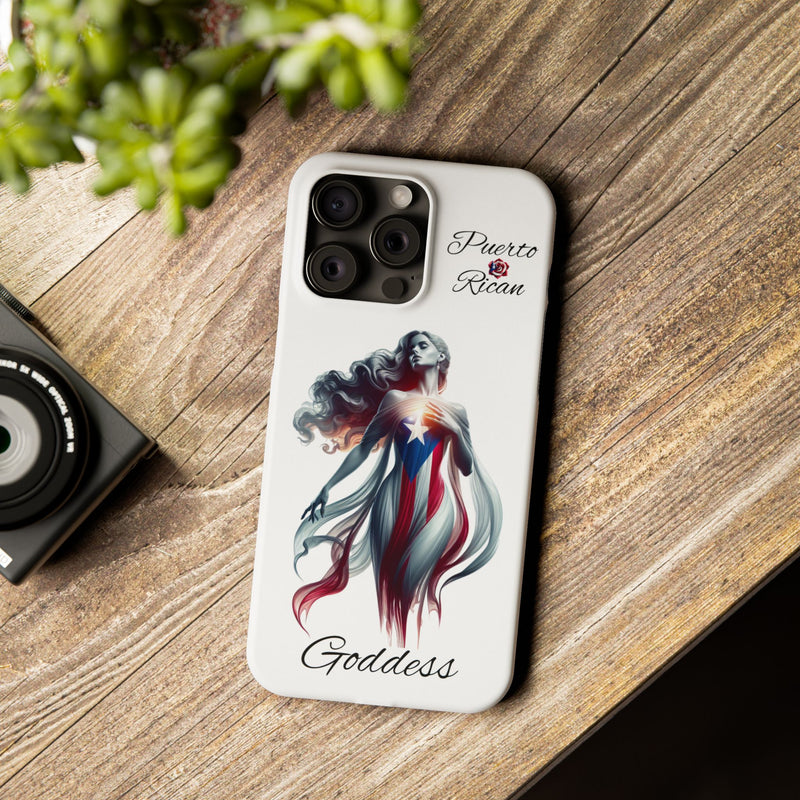Puerto Rican Goddess White Slim Phone Cases - Rico Flag π΅π·π₯ -Weeeepa!, Puertoriquena