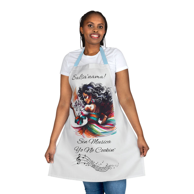SIN MUSICA YO NO COOKIN' -🇵🇷🥁 Chef's Apron-Color Straps, Latina, Borinquen, Soy Puertorriqueña, Orgullosa Boricua