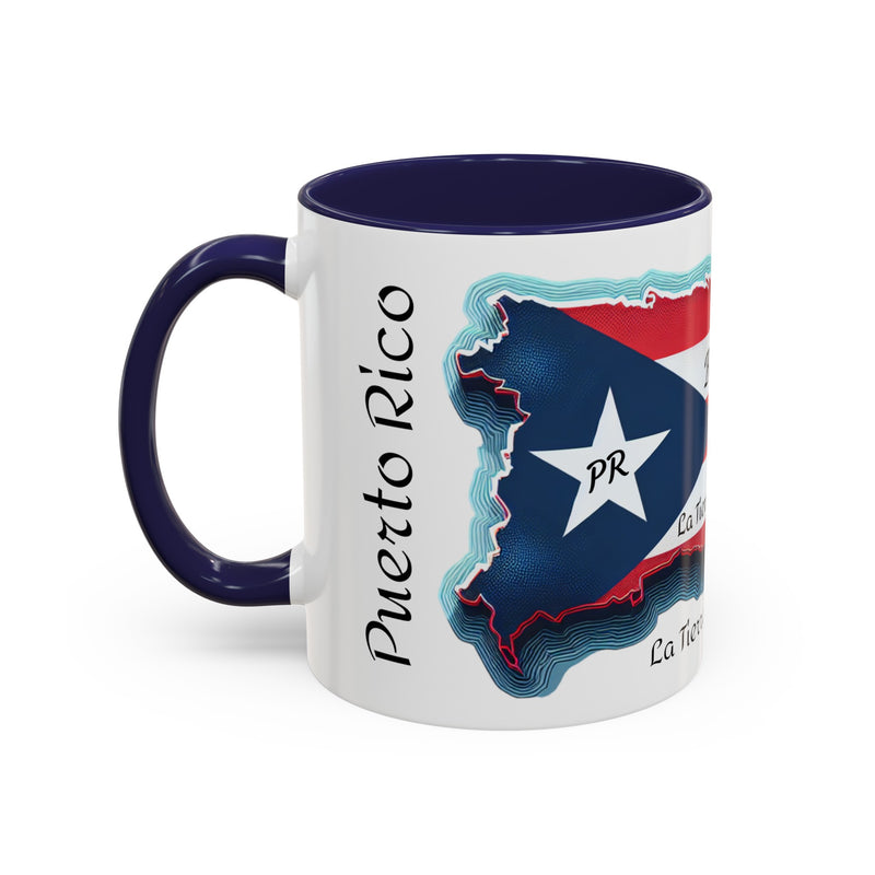 Puerto Rico Flag🇵🇷Map Accent Coffee Mug (11oz)