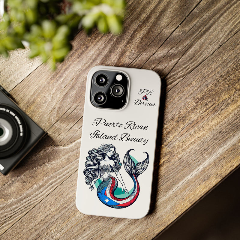 Puerto Rican Island Beauty Mermaid White Slim designer Phone Case - Puerto Rico Flag π΅π·π₯ -Weeeepa!