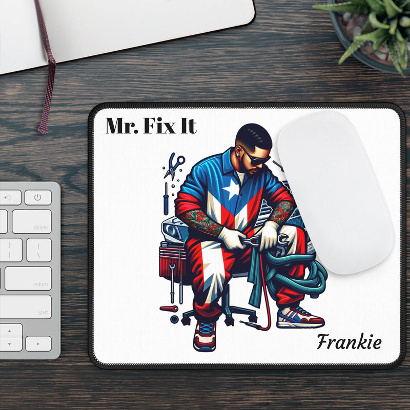 Gaming Mouse Pad - Personalized Mr. Fix It Puerto Rican Heritage Boricua Latino Mechanic