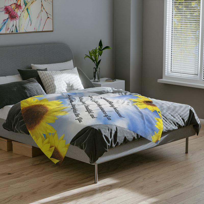 Sunflower Velveteen Minky Blanket - Daughter Gift from Mom