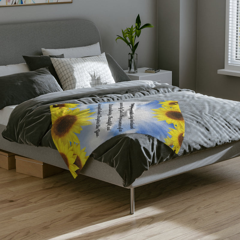Sunflower Velveteen Minky Blanket - Daughter Gift from Mom