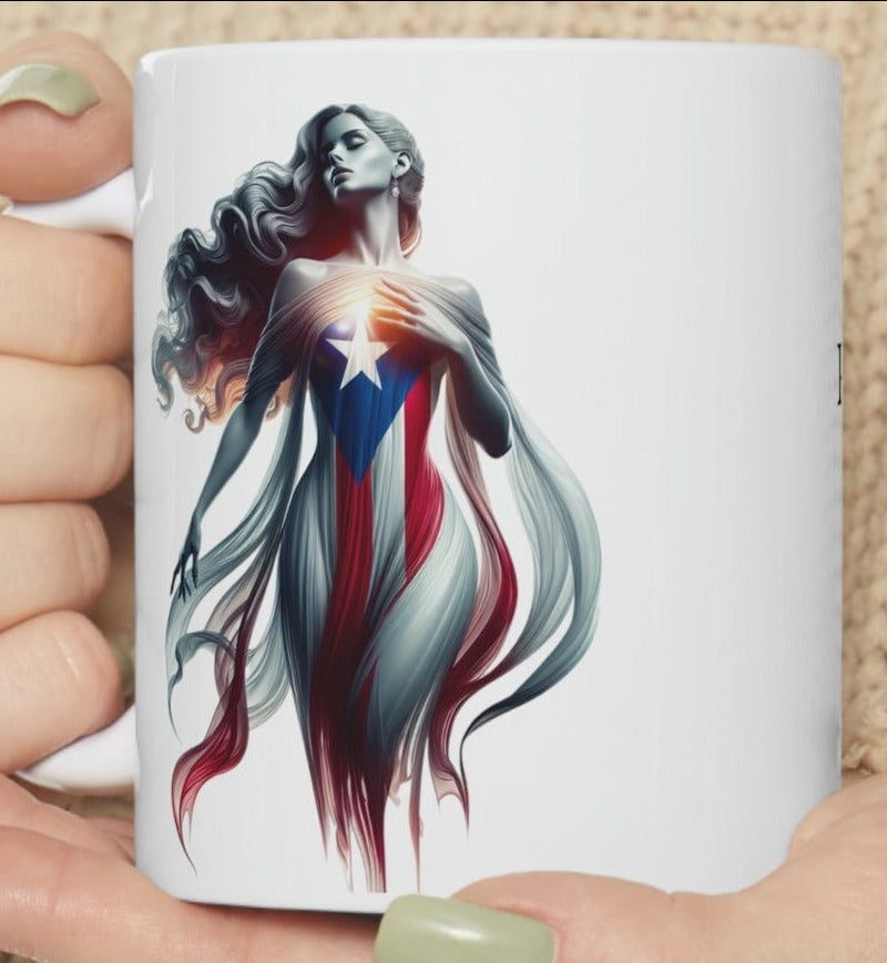 Puerto Rican Goddess Mug 11oz - Puerto Rico flag, Latina, Boricua gift, Puerto Rico gift, Puerto Rico Mug