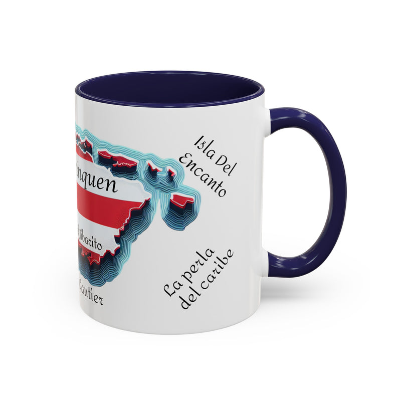 Puerto Rico Flag🇵🇷Map Accent Coffee Mug (11oz)