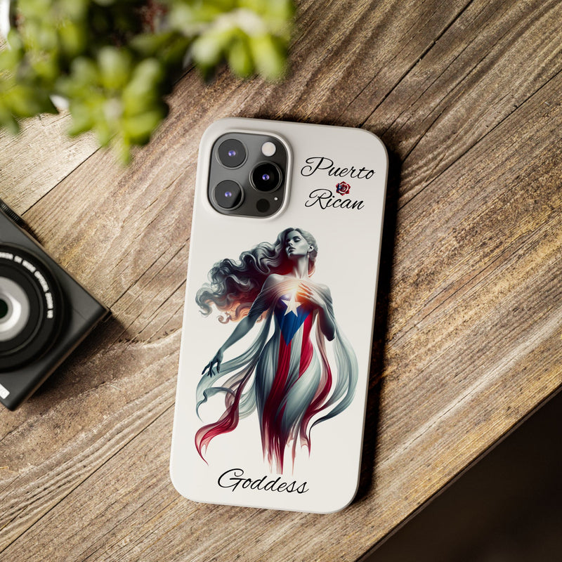 Puerto Rican Goddess White Slim Phone Cases - Rico Flag π΅π·π₯ -Weeeepa!, Puertoriquena