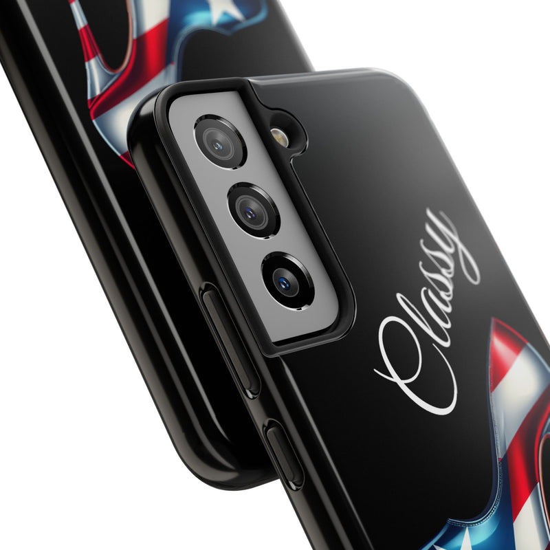 Galaxy Tough Black Phone Case Classy Boricua Stiletto - Puerto Rico Flag 🇵🇷🥁 -Weeeepa!