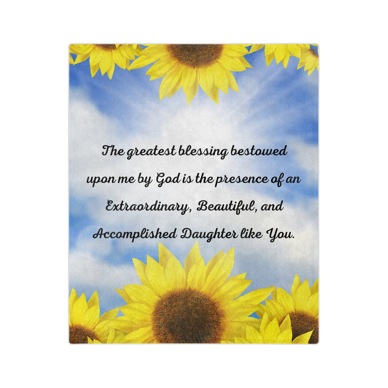 Sunflower Velveteen Minky Blanket - Daughter Gift from Mom