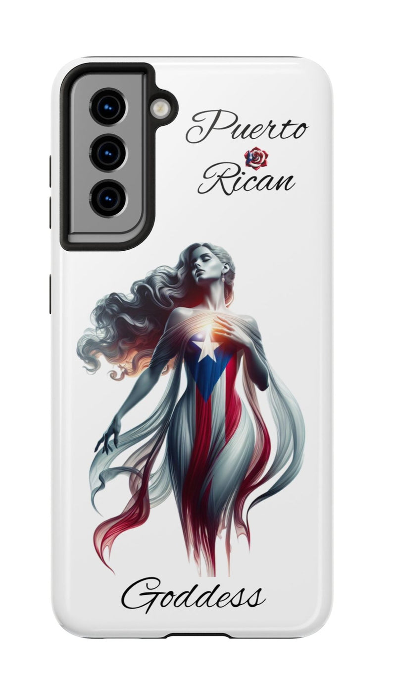 Galaxy Tough Phone case Puerto Rican Goddess - White - Puerto Rico Flag π΅π·π₯ - Weeeepa!