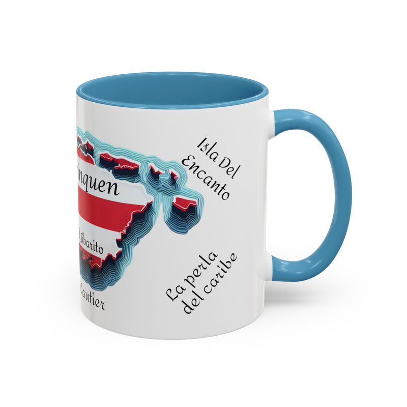 Puerto Rico Flag🇵🇷Map Accent Coffee Mug (11oz)