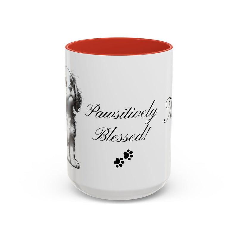 Personalized "Pawsitively Blessed!" Puppy Accent Coffee Mug (11, 15oz)