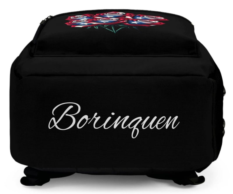 Puertorriqueña 🇵🇷 Roses Backpack Black - Boricua, Latino, Latina, Borinquen, Soy Puertorriqueña/Puertorriqueño, Puerto Rico Flag, Orgullo Puertorriqueño