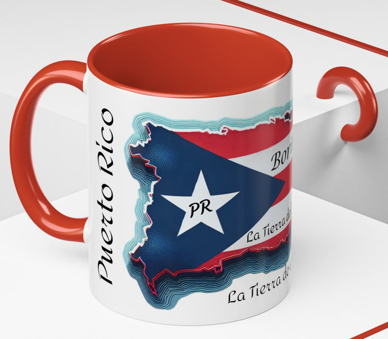 Puerto Rico Flag🇵🇷Map Accent Coffee Mug (11oz)