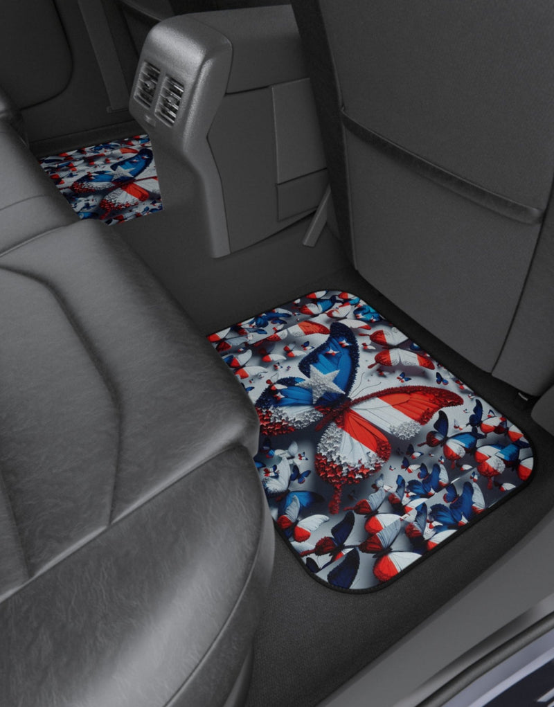Puerto Rico Flag🇵🇷 Butterfly Flag Car Floor Mats, (Set of 4)